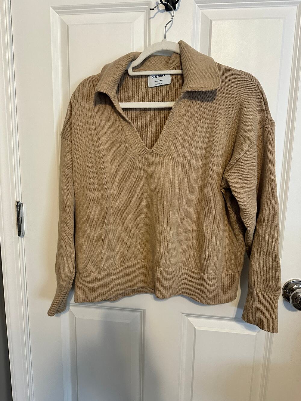 Old Navy Tan Collared V Neck Sweater Large